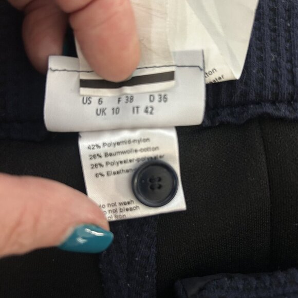 Akris Punto Navy Blue Waffle Weave Knit Straight Leg Pants Size 6 READ - Picture 10 of 13